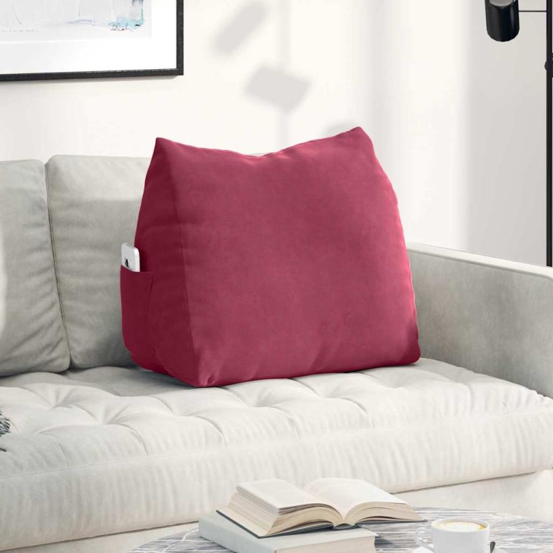 vidaXL Μαξιλάρι Πλάτης Κόκκινο 60 x 20 x 50 εκ. Υφασμάτινο Κορντουρά