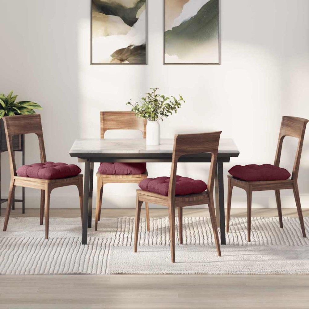 vidaXL Μαξιλάρια καθισμάτων 4 pcs Ύφασμα Κόκκινο 40 x 40 x 12 εκ.