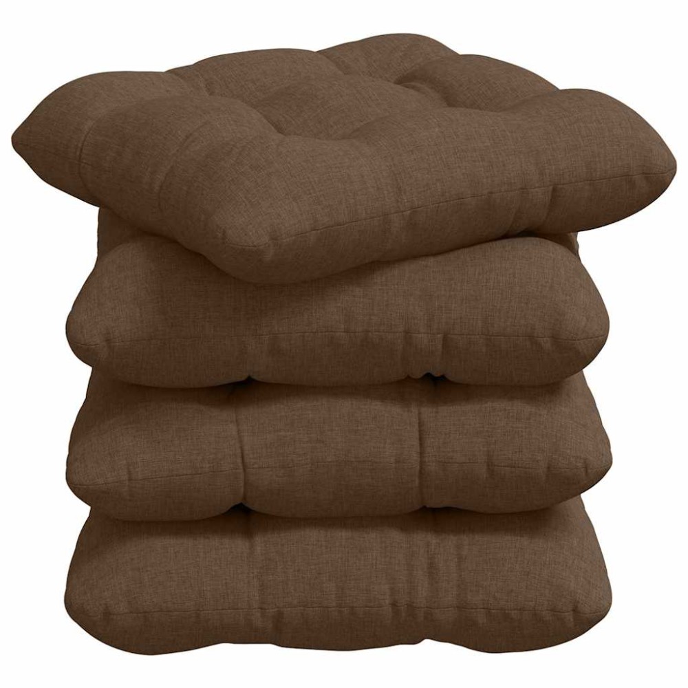 vidaXL Μαξιλάρια καθισμάτων 4 pcs Ύφασμα Καφέ 40 x 40 x 12 εκ.