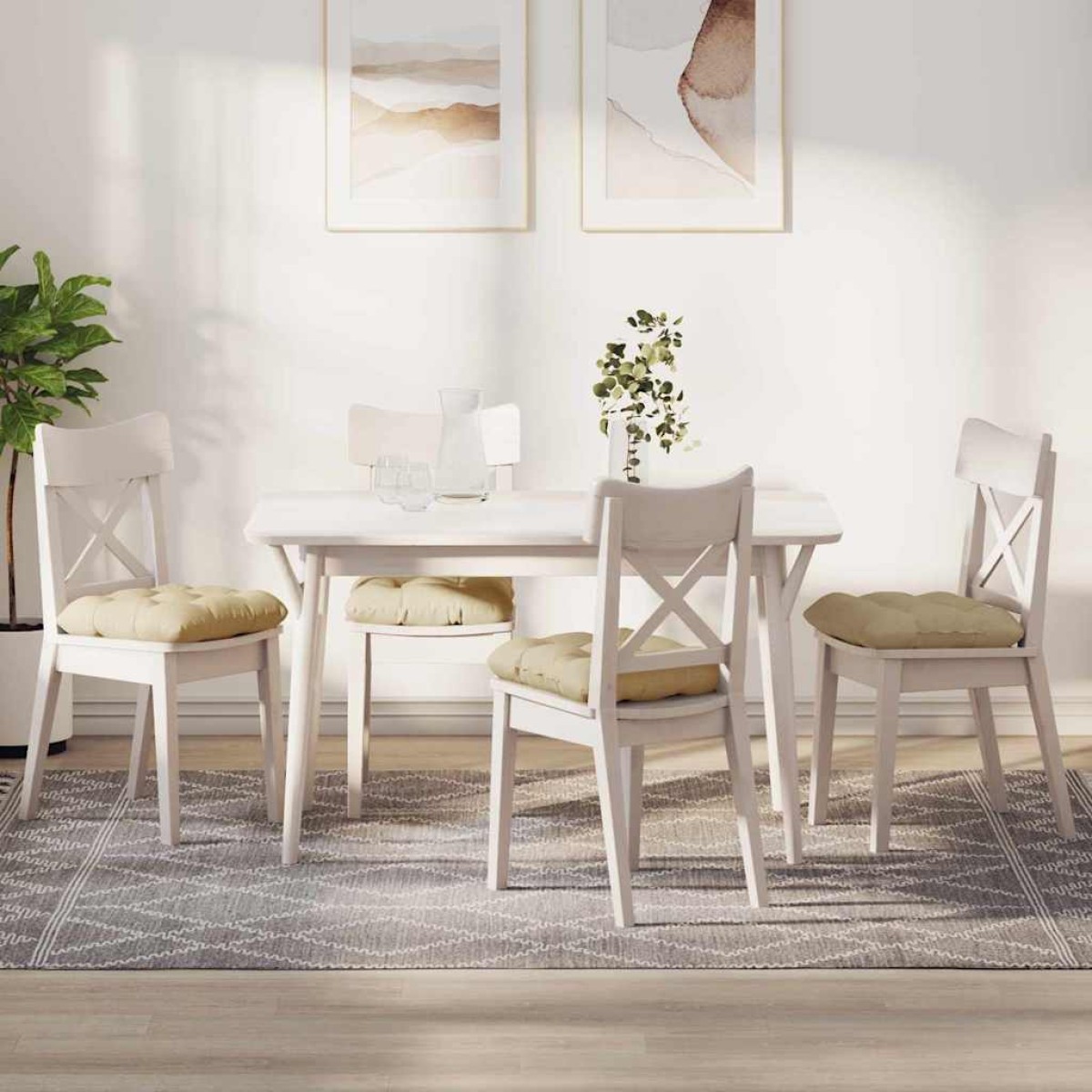 vidaXL Μαξιλάρια καθισμάτων 4 τμχ. Ύφασμα Κρεμ 40 x 40 x 12 εκ.