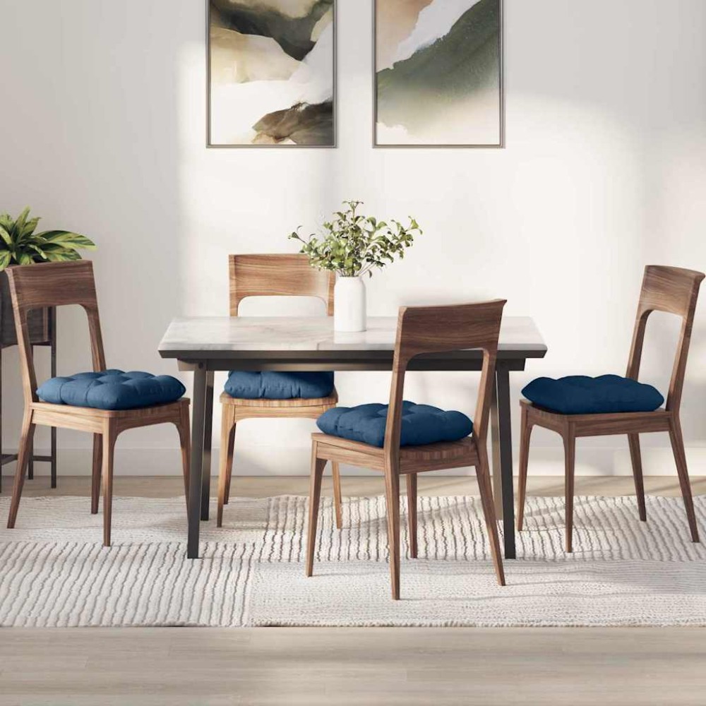 vidaXL Μαξιλάρια καθισμάτων 4 pcs Ύφασμα Μπλε 40 x 40 x 12 εκ.