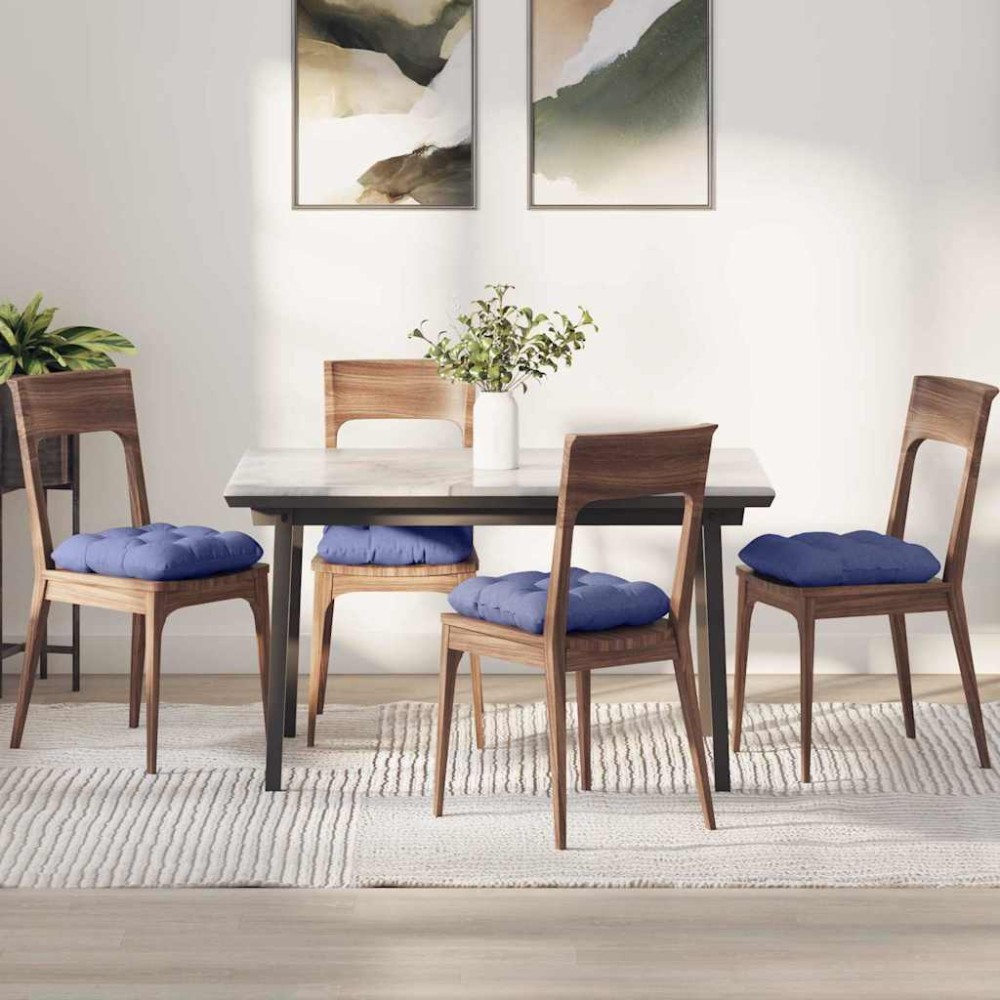 vidaXL Μαξιλάρια καθισμάτων 4 pcs Ύφασμα Μπλε τζην 40 x 40 x 12 εκ.