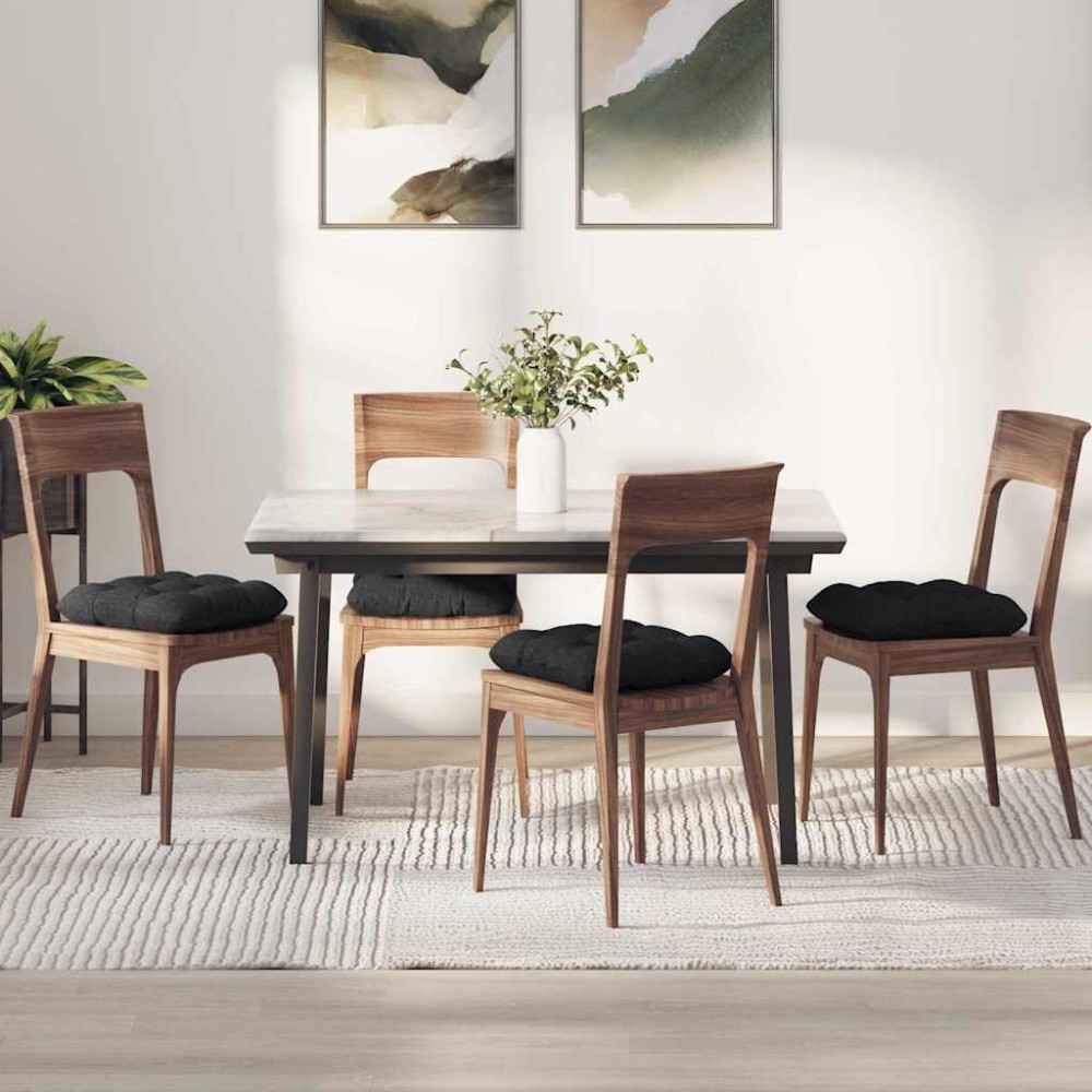 vidaXL Μαξιλάρια καθισμάτων 4 pcs Ύφασμα Μαύρο 45 x 45 x 12 εκ.
