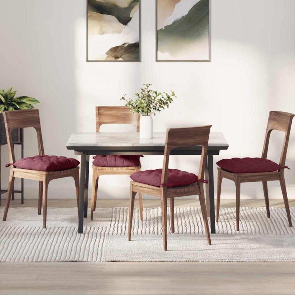 vidaXL Μαξιλάρια καθισμάτων 4 pcs Ύφασμα Κόκκινο 40 x 40 x 6 cm