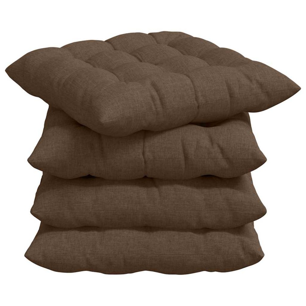 vidaXL Μαξιλάρια καθισμάτων 4 pcs Ύφασμα Καφέ 40 x 40 x 6 cm