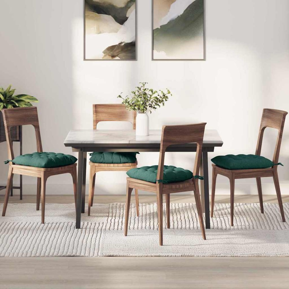 vidaXL Μαξιλάρια καθισμάτων 4 pcs Ύφασμα Σκούρο Πράσινο 40 x 40 x 6 cm