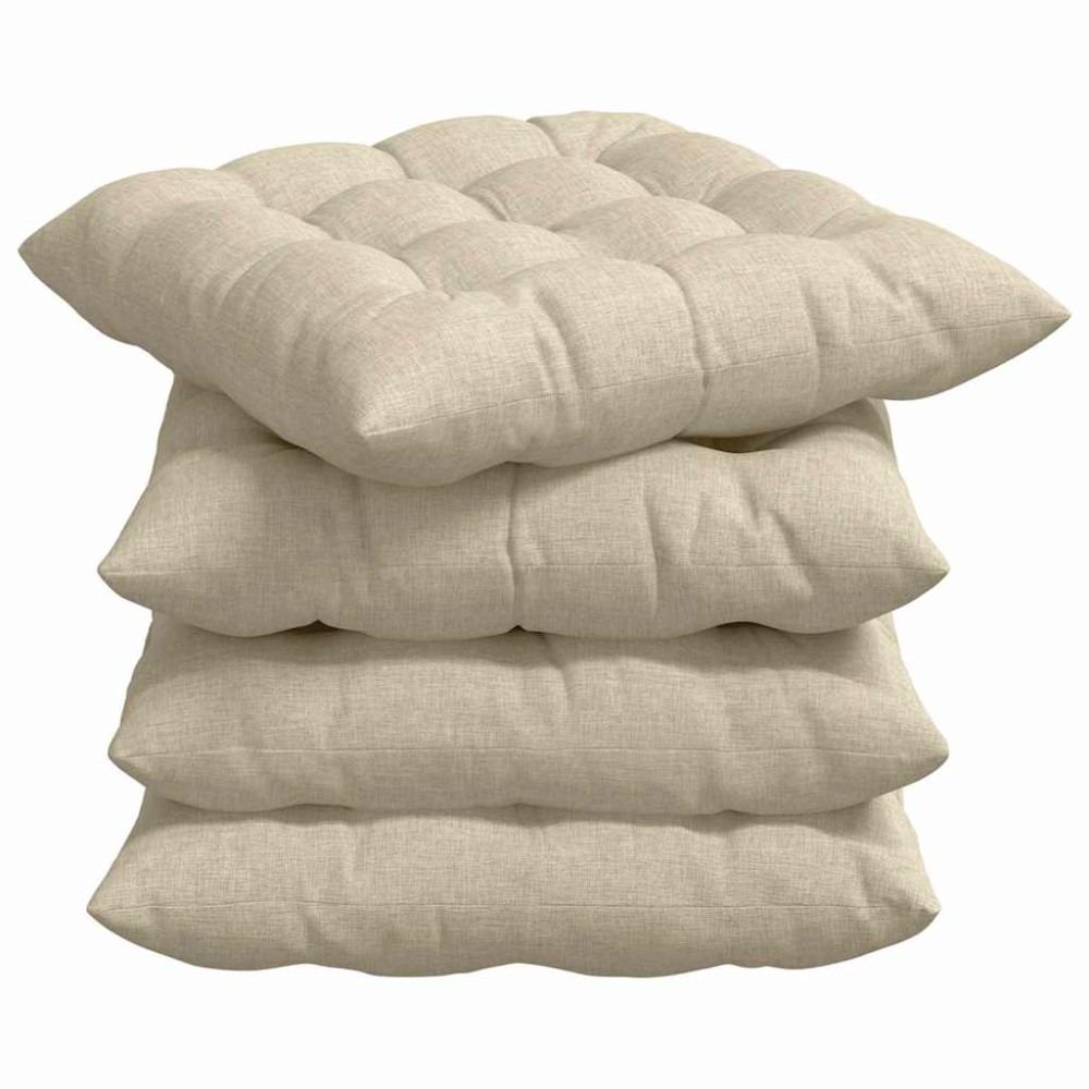 vidaXL Μαξιλάρια καθισμάτων 4 pcs Ύφασμα Κρεμ 40 x 40 x 6 cm