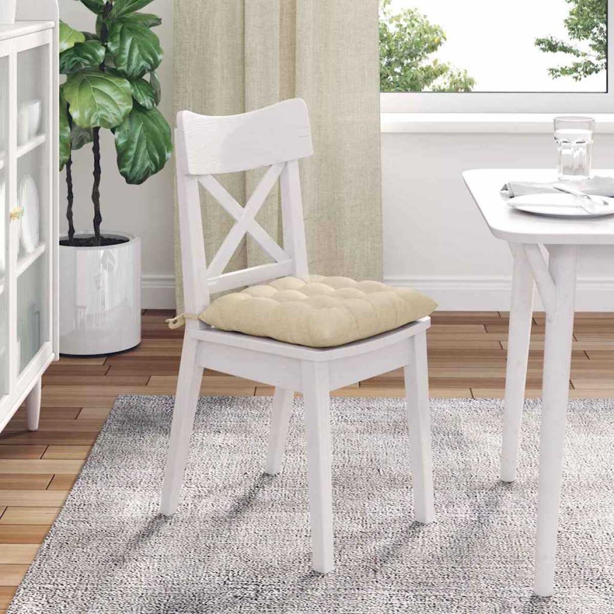vidaXL Μαξιλάρια καθισμάτων 4 τμχ. Ύφασμα Κρεμ 40 x 40 x 6 cm