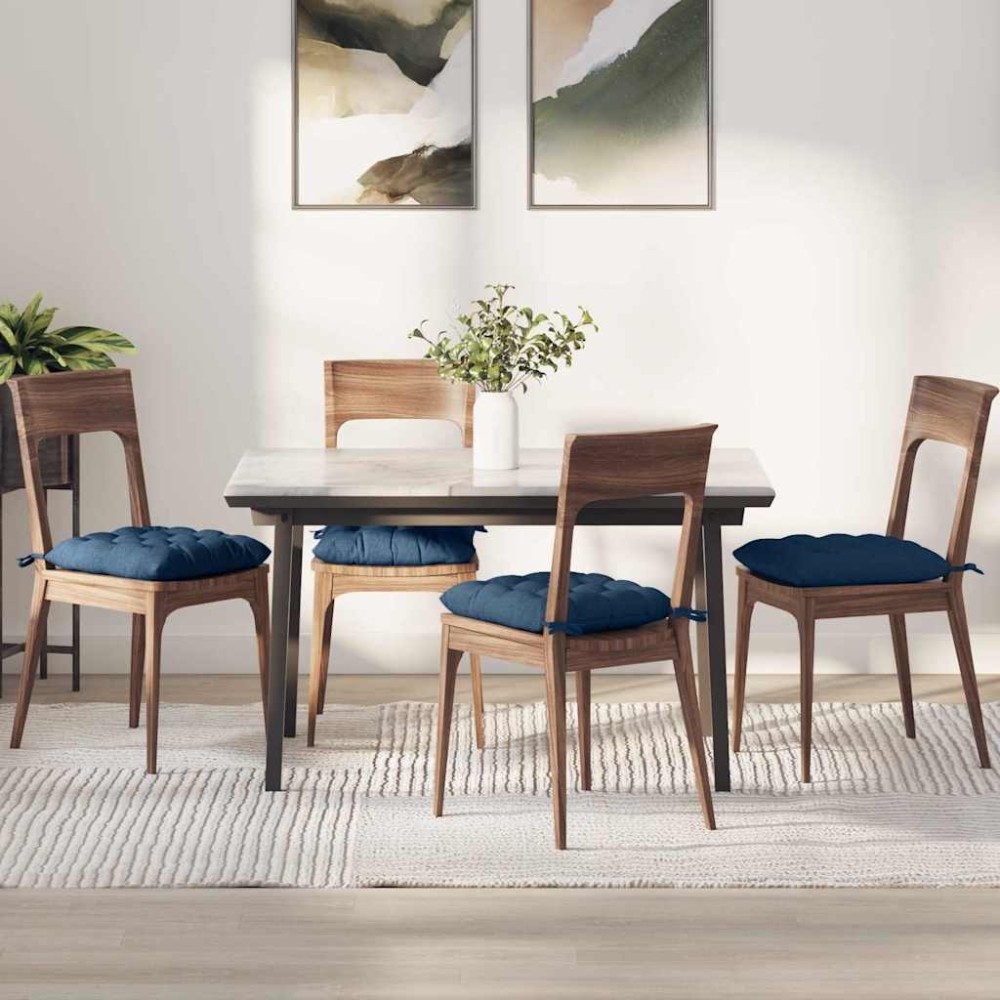 vidaXL Μαξιλάρια καθισμάτων 4 pcs Ύφασμα Μπλε 40 x 40 x 6 cm