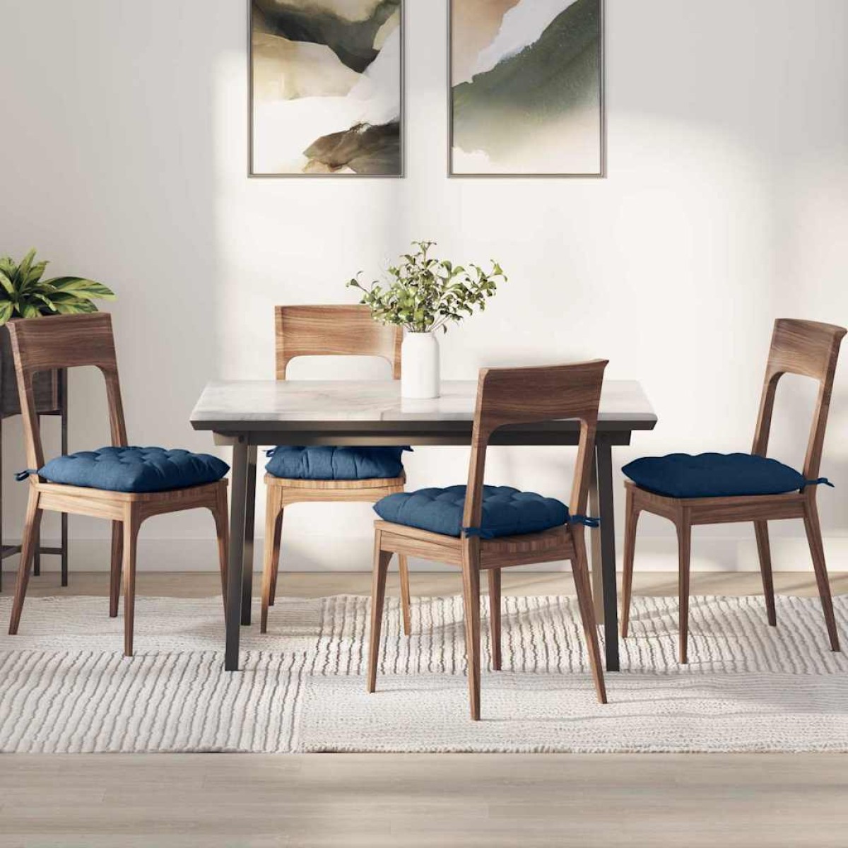 vidaXL Μαξιλάρια καθισμάτων 4 τμχ. Ύφασμα Μπλε 40 x 40 x 6 cm