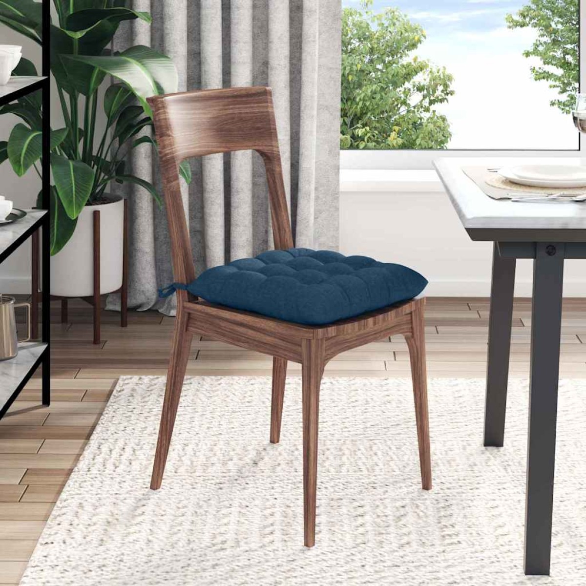 vidaXL Μαξιλάρια καθισμάτων 4 τμχ. Ύφασμα Μπλε 40 x 40 x 6 cm