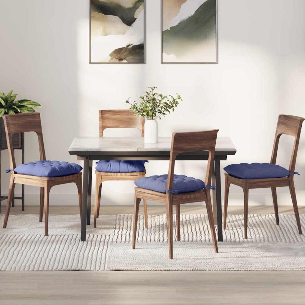 vidaXL Μαξιλάρια καθισμάτων 4 pcs Ύφασμα Μπλε τζην 40 x 40 x 6 cm