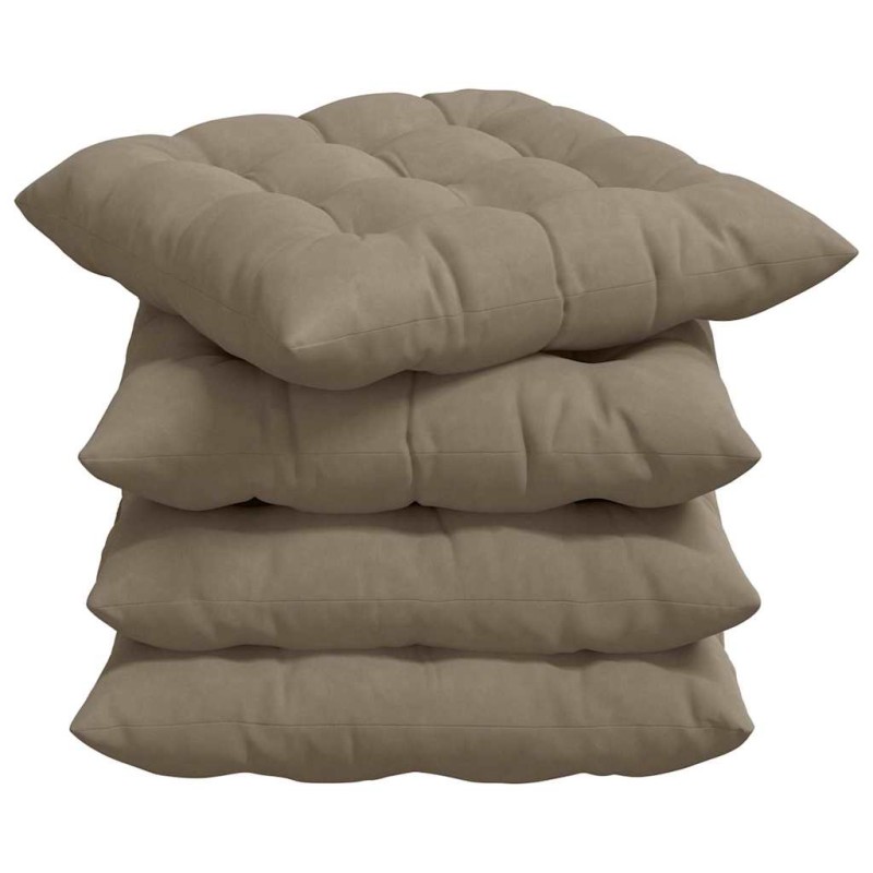 vidaXL Μαξιλάρια καθισμάτων 4 pcs Μικροΐνες Taupe 40 x 40 x 6 cm