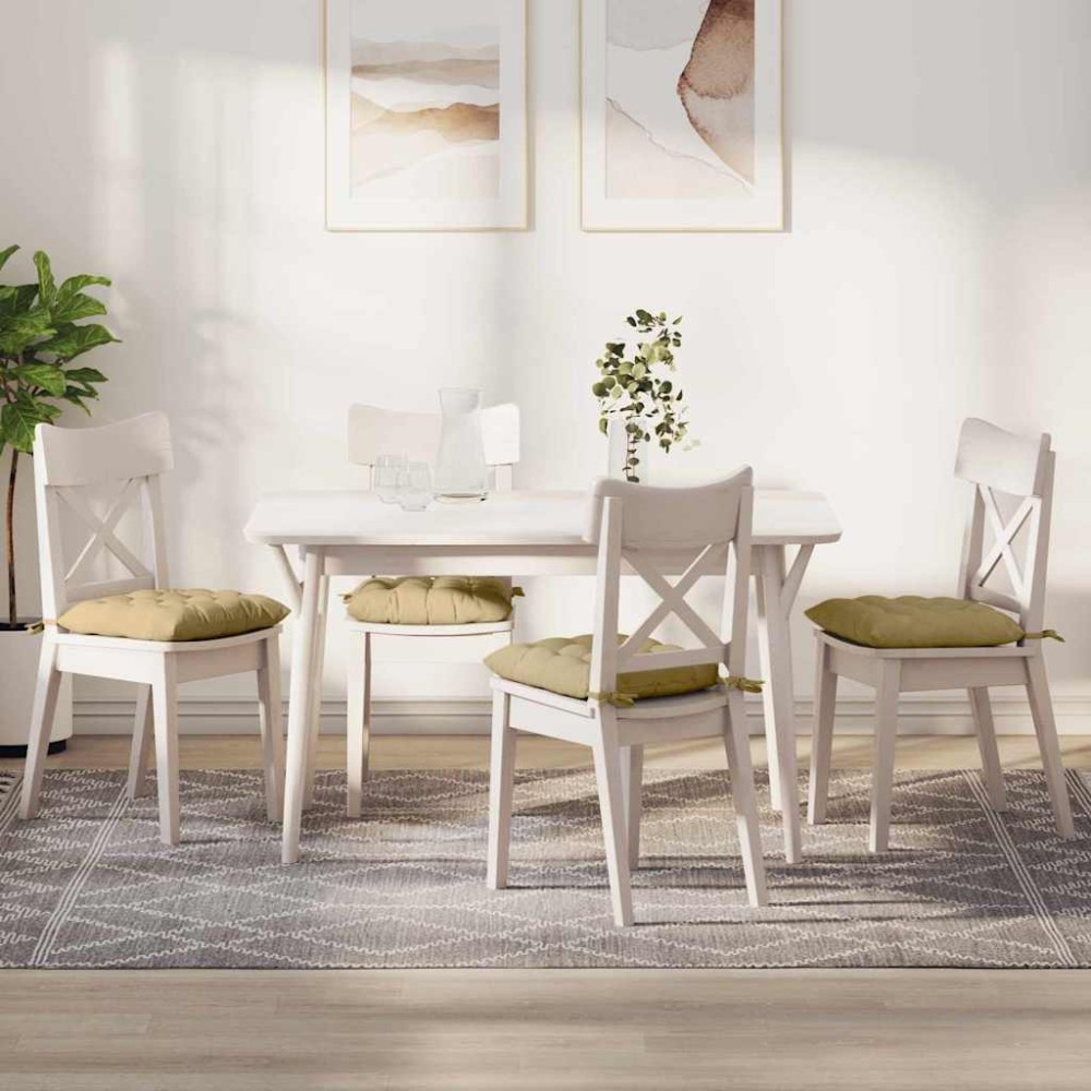 vidaXL Μαξιλάρια καθισμάτων 4 pcs Υφασμάτινο Κορντουρά Γκρι Πράσινο