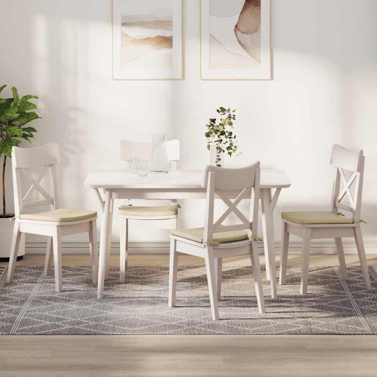vidaXL Μαξιλάρια καθισμάτων 4 τμχ. ύφασμα Κρεμ 40 x 40 x 3 cm