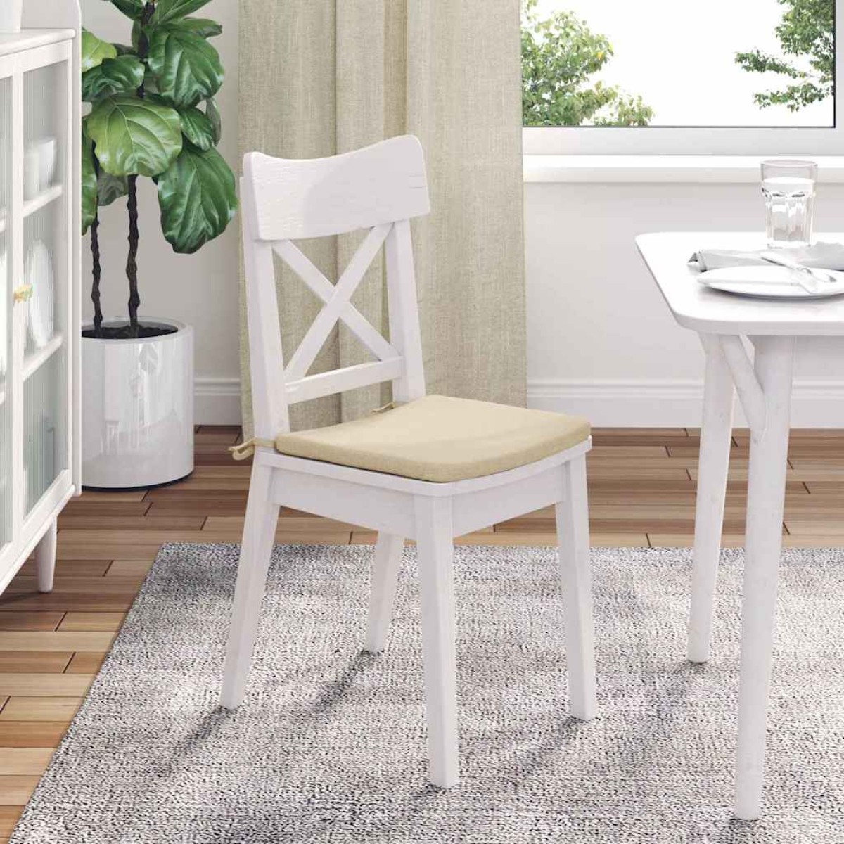 vidaXL Μαξιλάρια καθισμάτων 4 τμχ. ύφασμα Κρεμ 40 x 40 x 3 cm