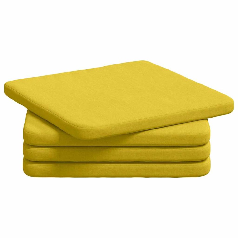vidaXL Μαξιλάρια καθισμάτων 4 pcs ύφασμα Απαλό Κίτρινο 40 x 40 x 3 cm