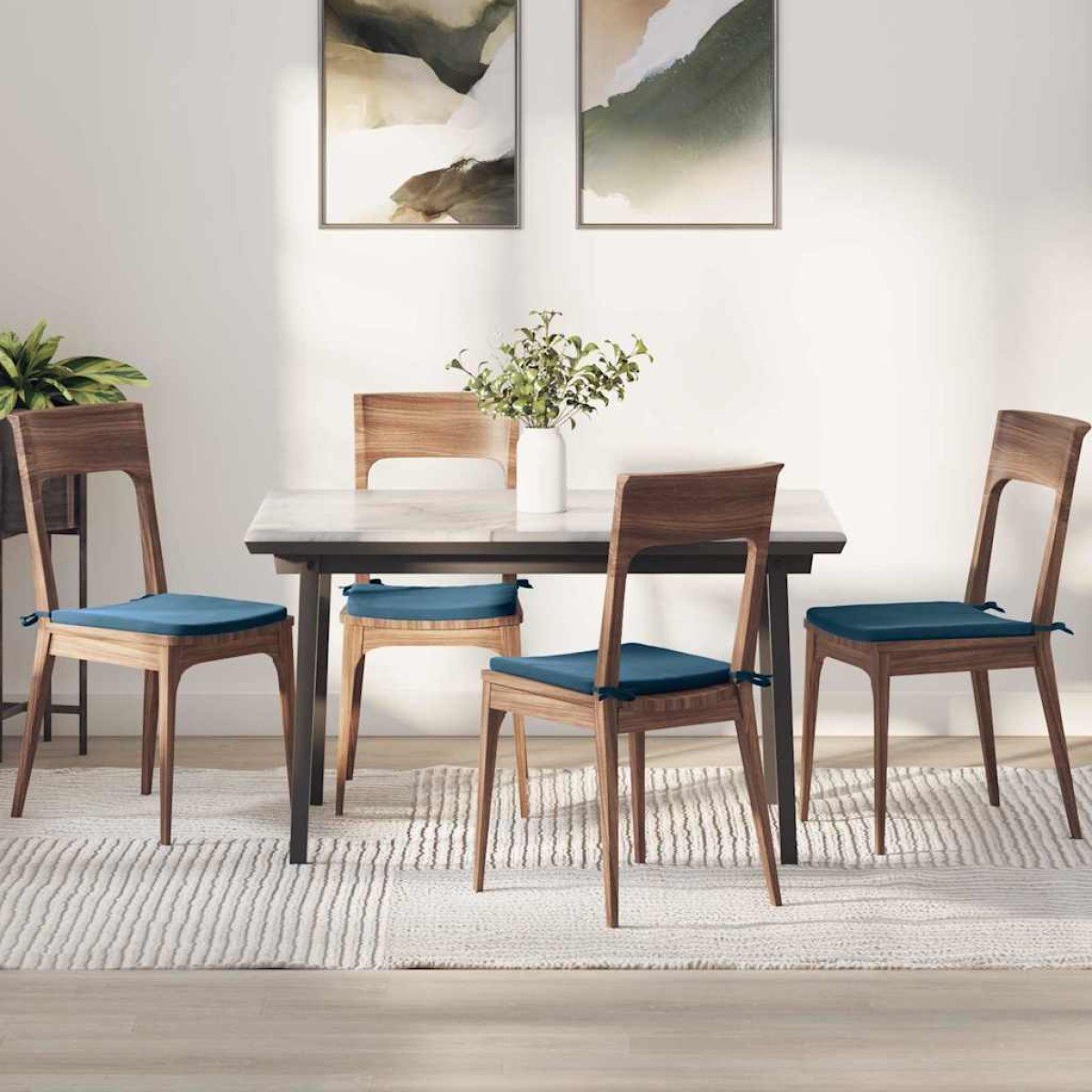 vidaXL Μαξιλάρια καθισμάτων 4 τμχ. Βελούδο Μπλε 40 x 40 x 3 cm