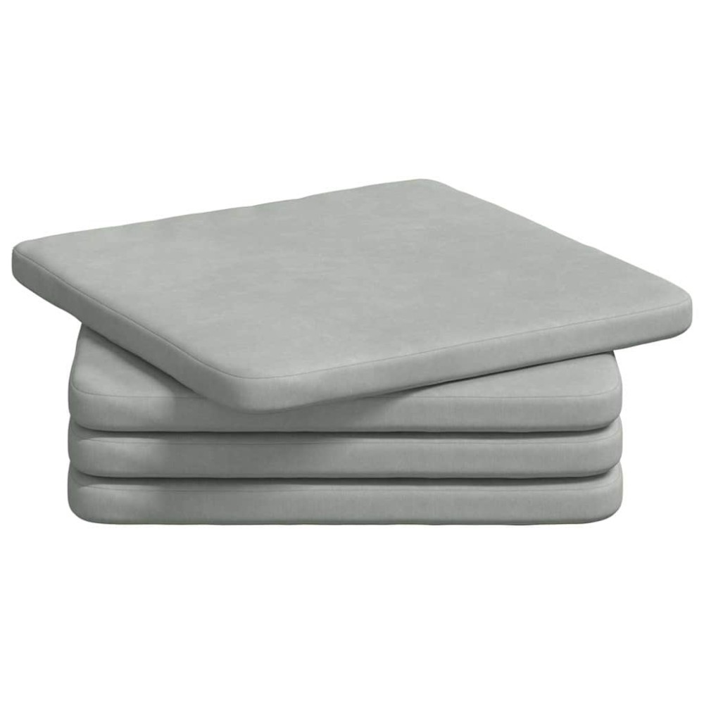 vidaXL Μαξιλάρια καθισμάτων 4 pcs Βελούδο Ανοιχτό γκρι 40 x 40 x 3 cm
