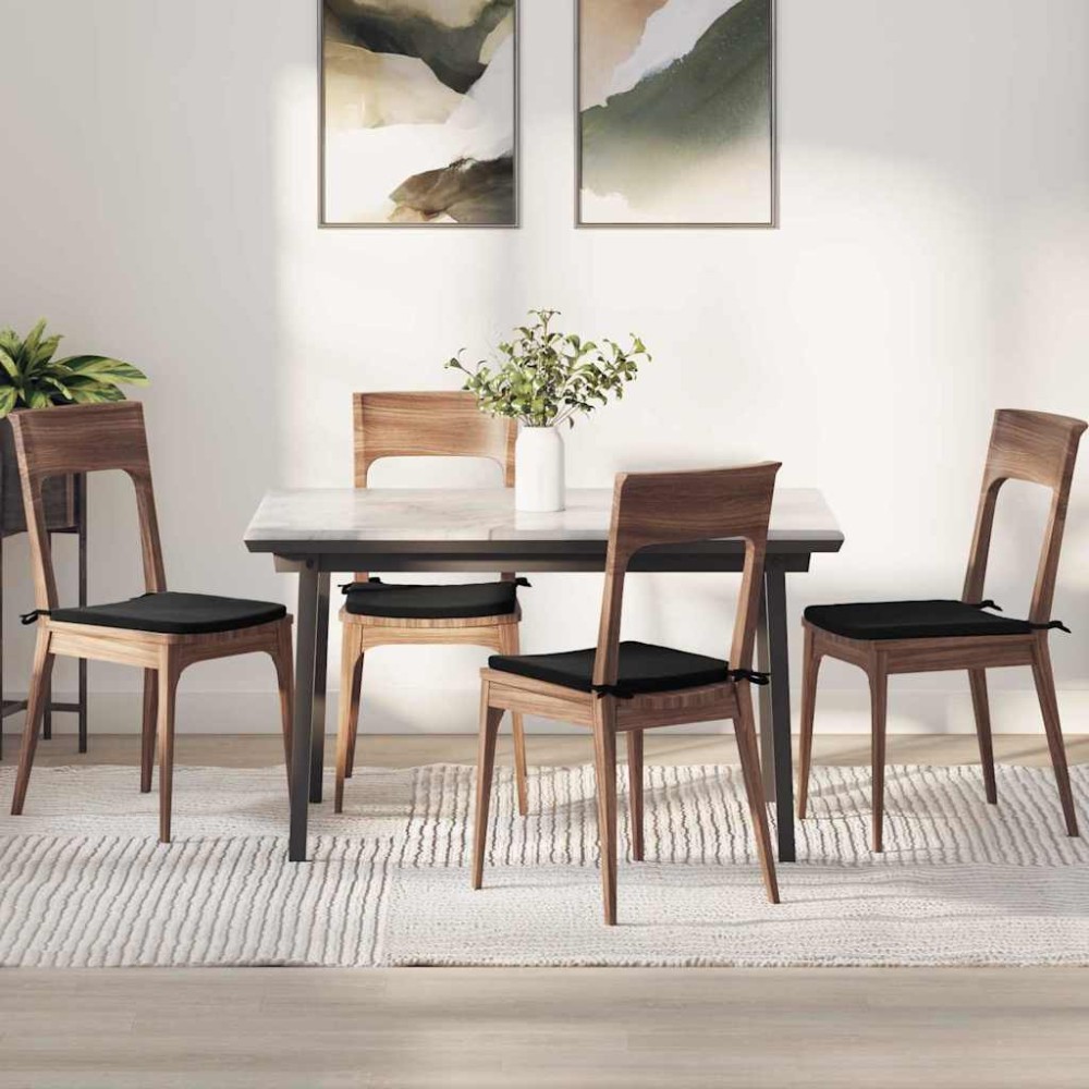 vidaXL Μαξιλάρια καθισμάτων 4 pcs Βελούδο Μαύρο 40 x 40 x 3 cm