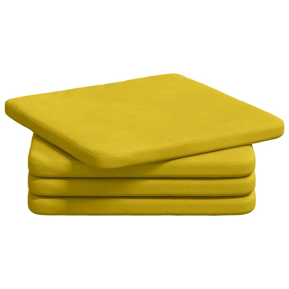 vidaXL Μαξιλάρια καθισμάτων 4 pcs Βελούδο Κίτρινο 40 x 40 x 3 cm