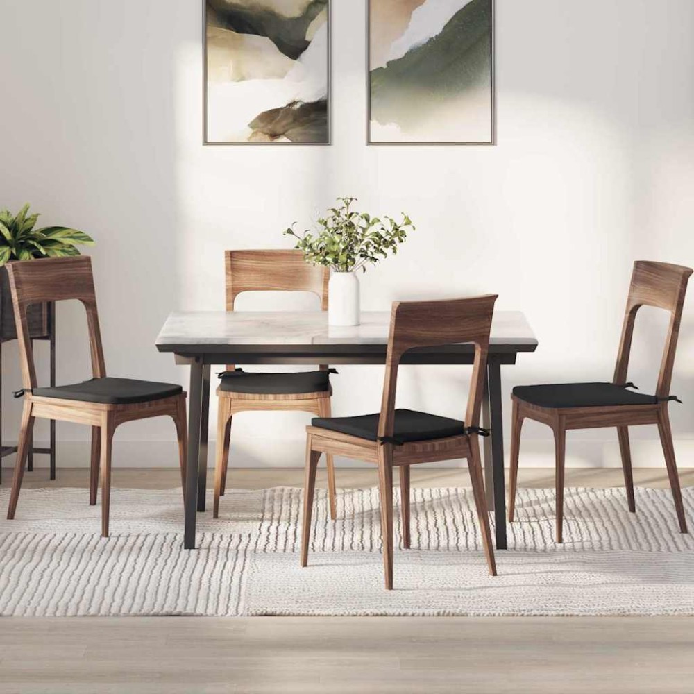 vidaXL Μαξιλάρια καθισμάτων 4 pcs Ύφασμα Μικροΐνας Μαύρο