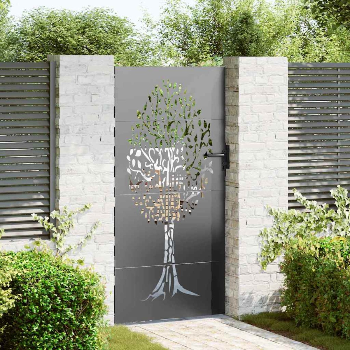 vidaXL Πύλη Κήπου 85 x 175 cm Ατσάλι με Επικάλυψη Πούδρας Κλειδώσιμο