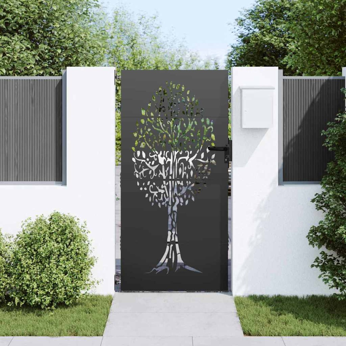 vidaXL Πύλη Κήπου 85 x 175 cm Ατσάλι με Επικάλυψη Πούδρας Κλειδώσιμο