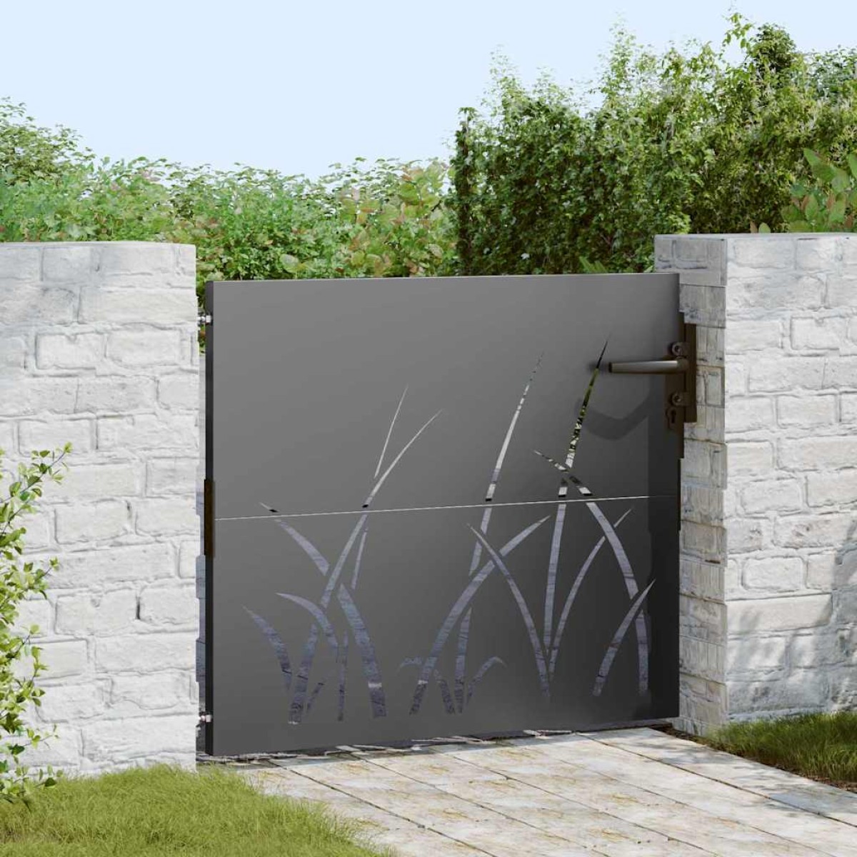 vidaXL Πύλη Κήπου Μαύρο 85 x 100 cm Ατσάλι με Επικάλυψη Πούδρας