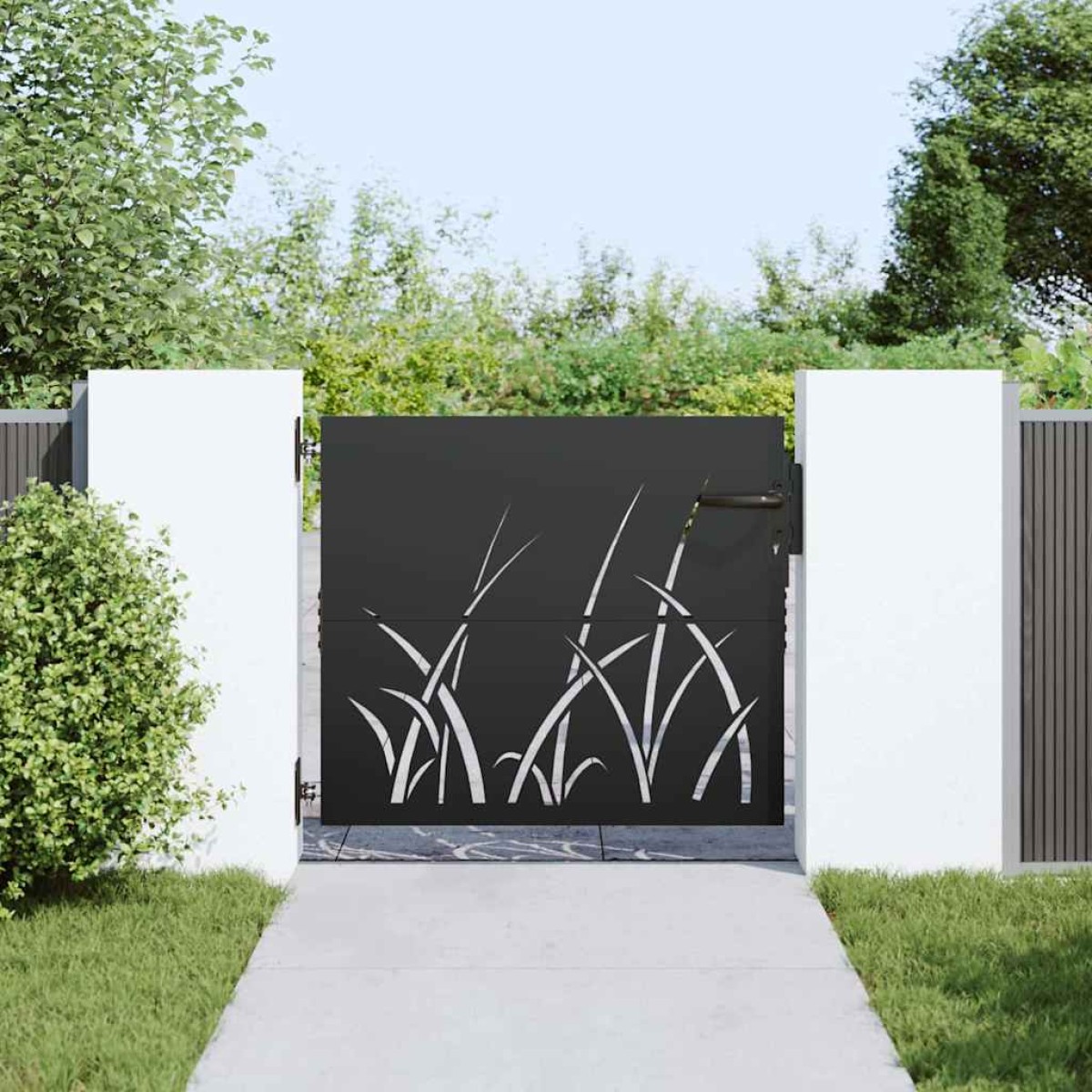 vidaXL Πύλη Κήπου Μαύρο 85 x 100 cm Ατσάλι με Επικάλυψη Πούδρας