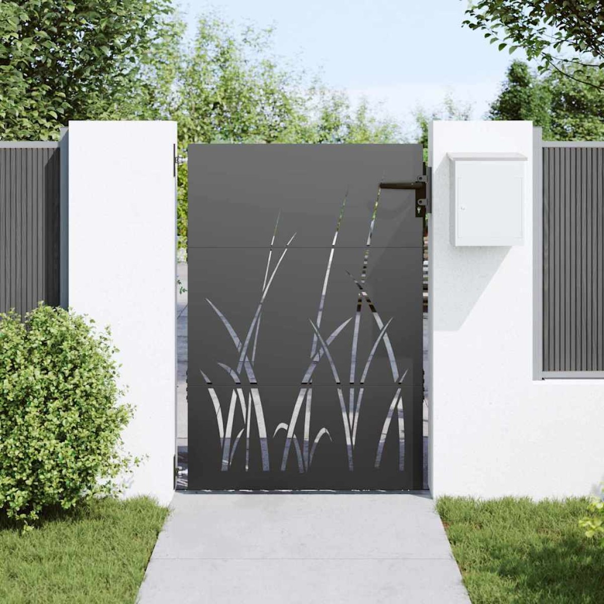 vidaXL Πύλη Κήπου Μαύρο 85 x 125 cm Ατσάλι με Επικάλυψη Πούδρας