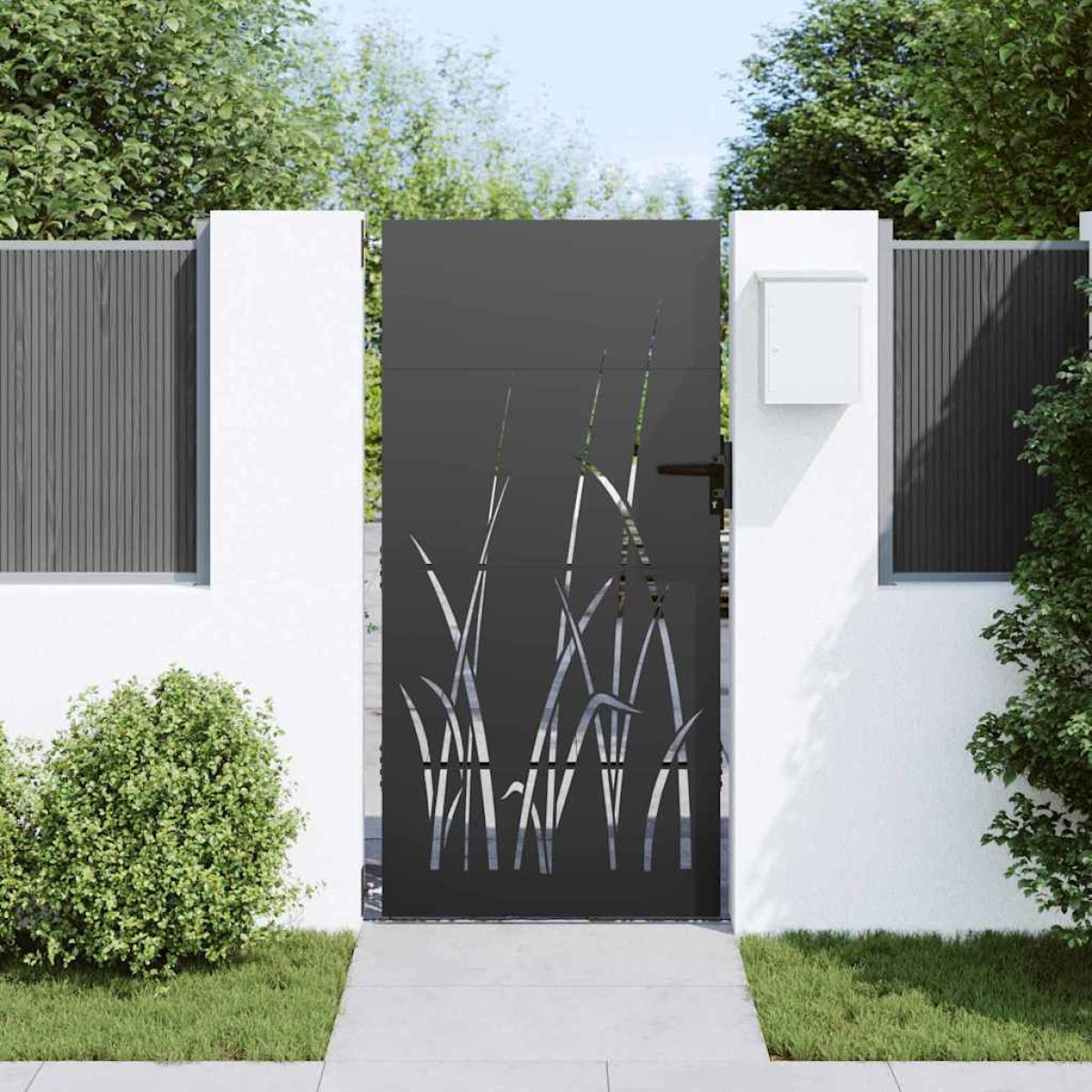 vidaXL Πύλη Κήπου Μαύρο 85 x 175 cm Ατσάλι με Επικάλυψη Πούδρας