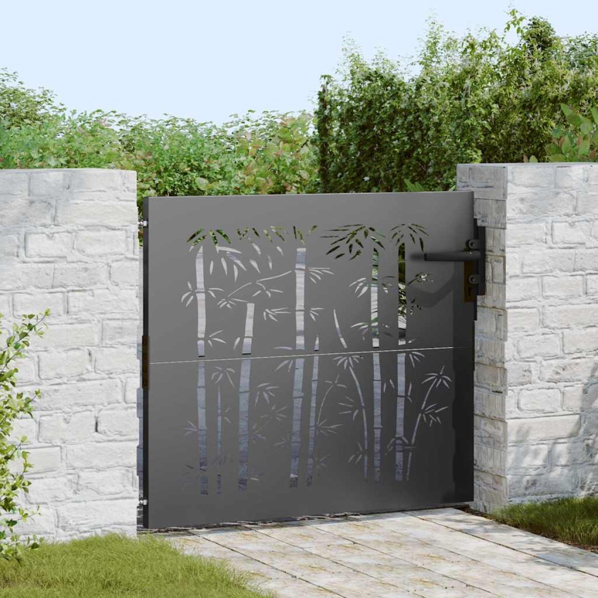 vidaXL Πύλη Κήπου 85 x 100 cm Ατσάλι με Επικάλυψη Πούδρας Κλειδώσιμο