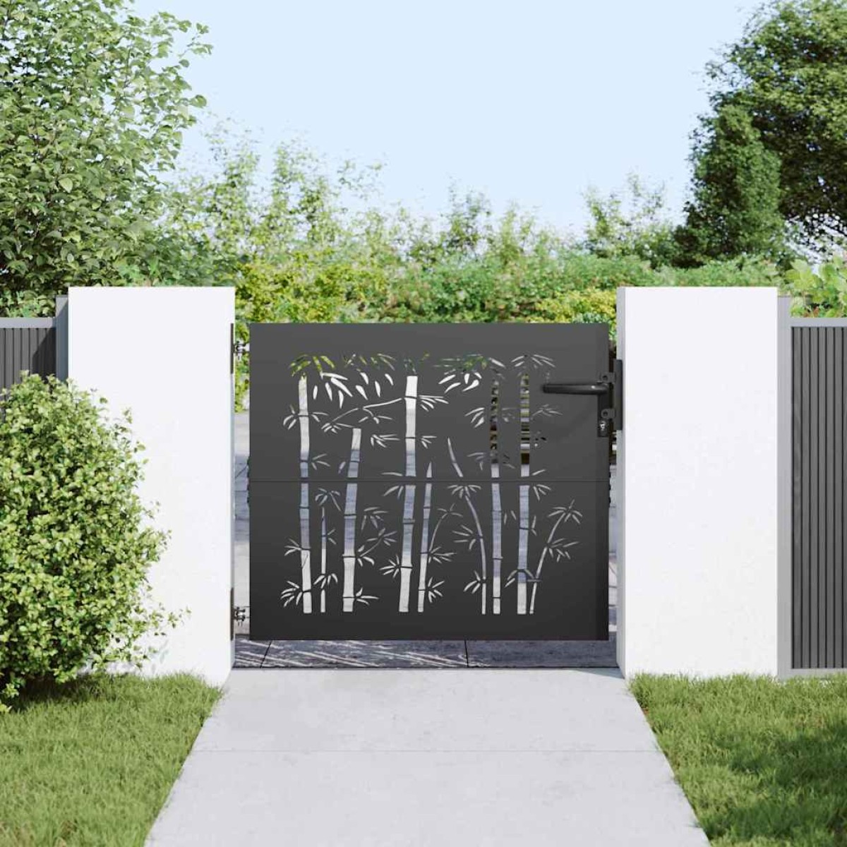 vidaXL Πύλη Κήπου 85 x 100 cm Ατσάλι με Επικάλυψη Πούδρας Κλειδώσιμο