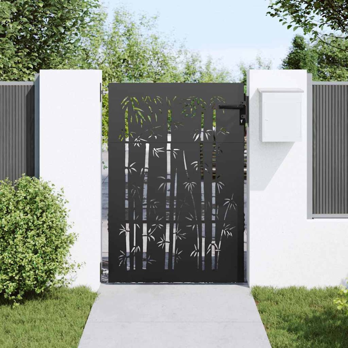 vidaXL Πύλη Κήπου 85 x 125 cm Ατσάλι με Επικάλυψη Πούδρας Κλειδώσιμο