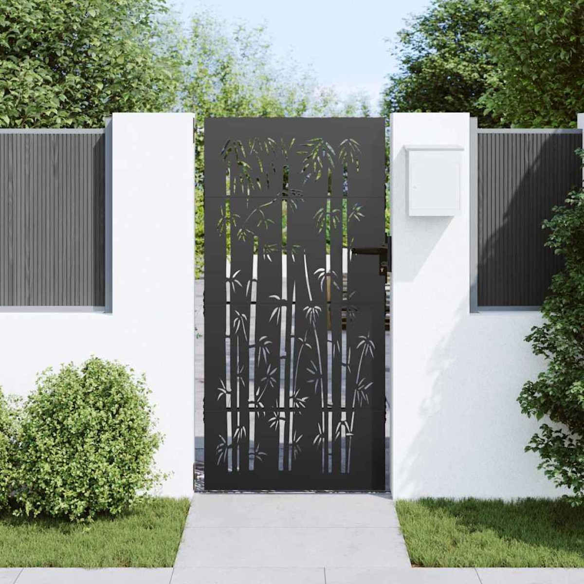 vidaXL Πύλη Κήπου 85 x 200 cm Ατσάλι με Επικάλυψη Πούδρας Κλειδώσιμο
