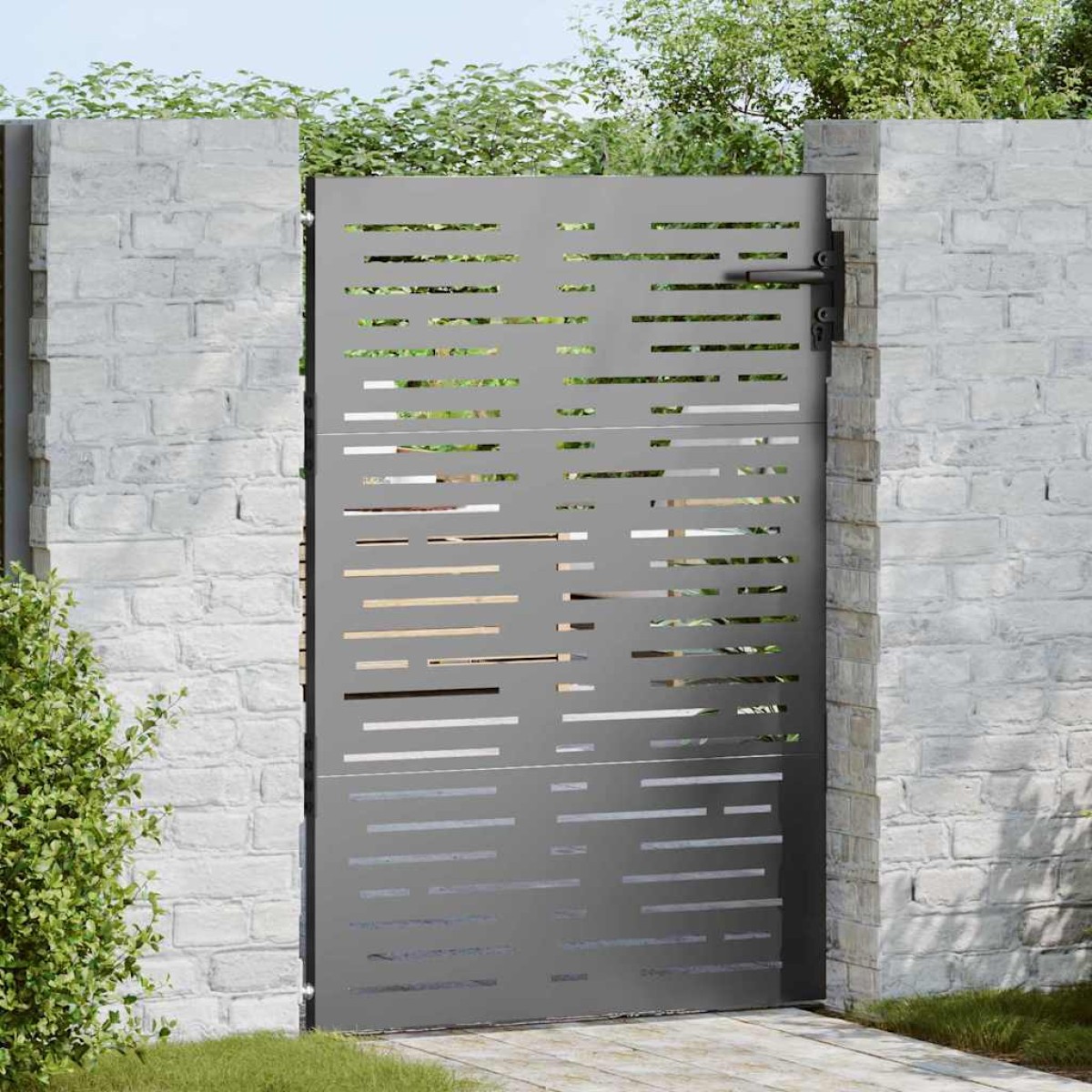 vidaXL Πύλη Κήπου 85 x 125 cm Ατσάλι με Επικάλυψη Πούδρας Κλειδώσιμο