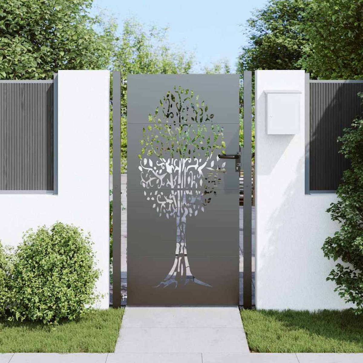 vidaXL Πύλη Κήπου 110 x 205 εκ. Ατσάλι με Επικάλυψη Πούδρας Κλειδώσιμο