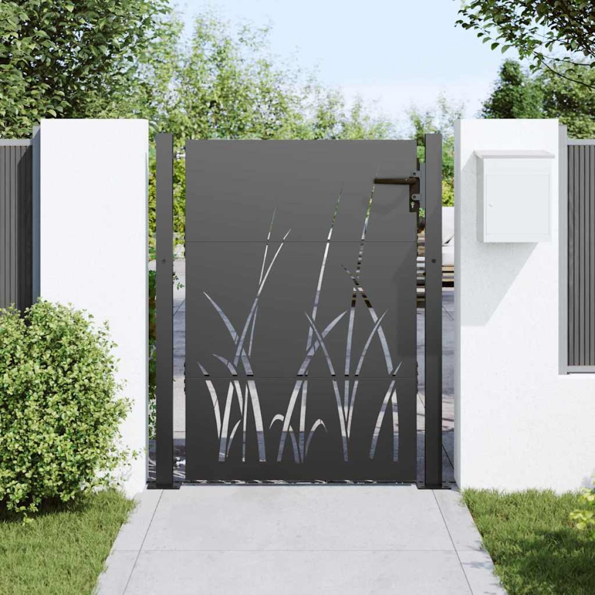 vidaXL Πύλη Κήπου 110 x 130 cm Ατσάλι με Επικάλυψη Πούδρας Κλειδώσιμο