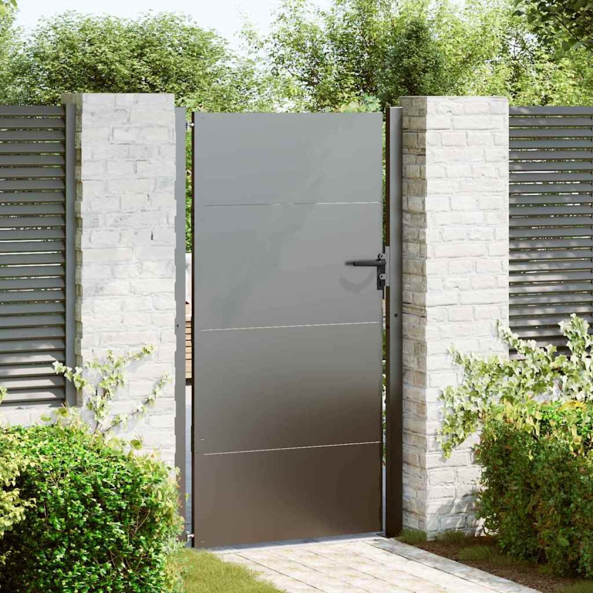 vidaXL Πύλη Κήπου Μαύρο 105 x 205 cm Χάλυβας με επίστρωση πούδρας