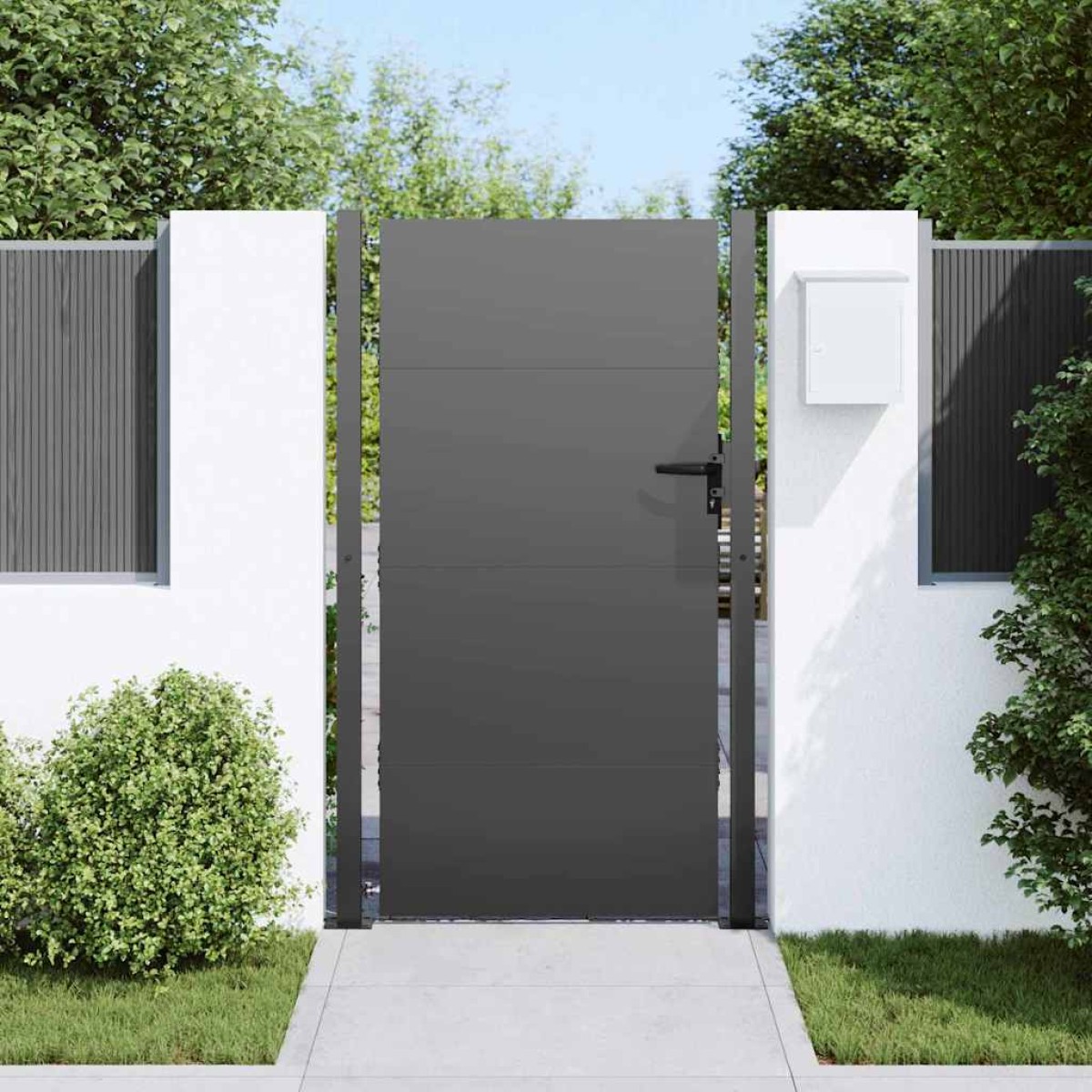 vidaXL Πύλη Κήπου Μαύρο 105 x 205 cm Χάλυβας με επίστρωση πούδρας
