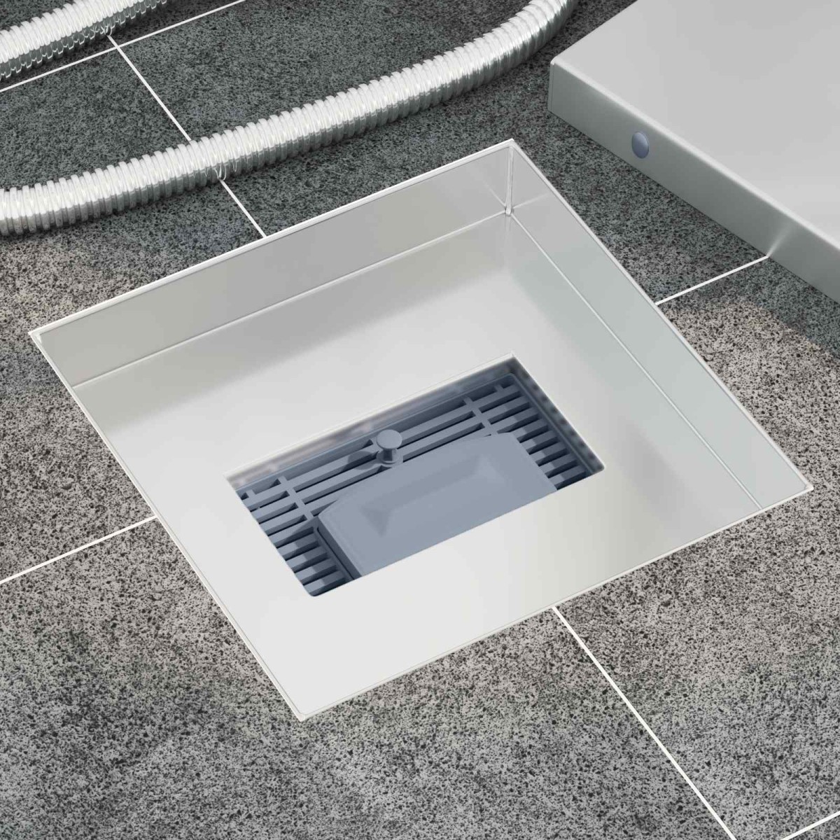 vidaXL 2 σε 1 εκροή ντους Ασημί 20 x 20 cm Ανοξείδωτο Ατσάλι 304