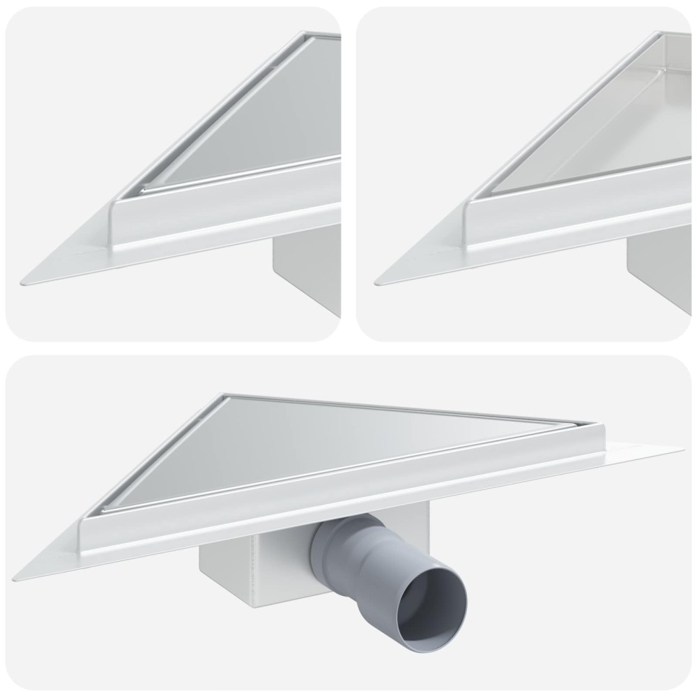 vidaXL 2 σε 1 Τριγωνική Σαρωθριά Λεκάνη Ασημί 32 x 32 x 7,5 εκ