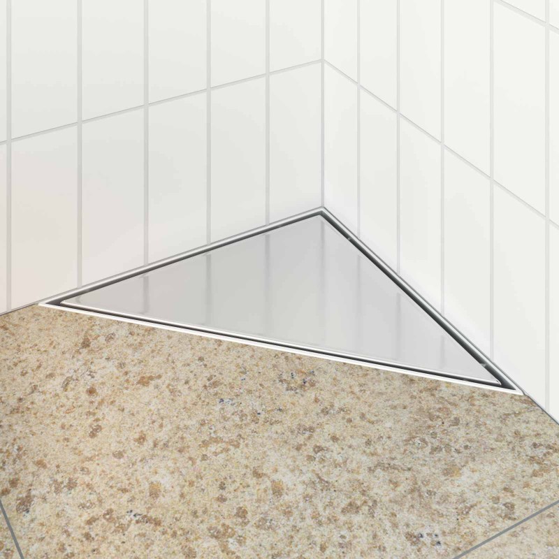 vidaXL 2 σε 1 Τριγωνική Σαρωθριά Λεκάνη Ασημί 32 x 32 x 7,5 εκ