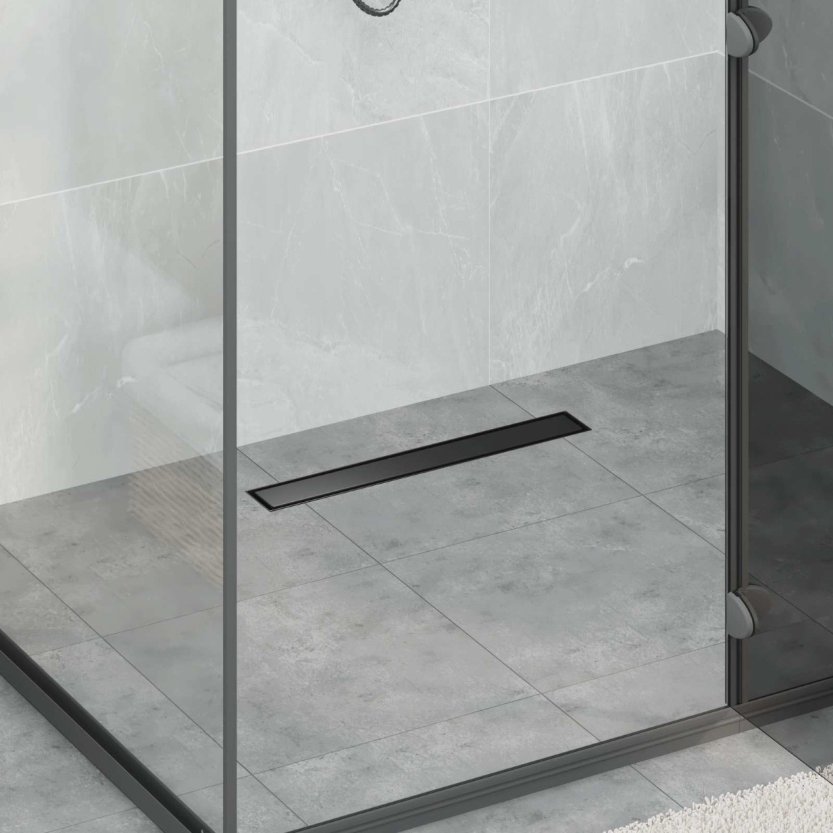 vidaXL 2 σε 1 εκροή ντους Μαύρο 50 cm Ανοξείδωτο Ατσάλι 304