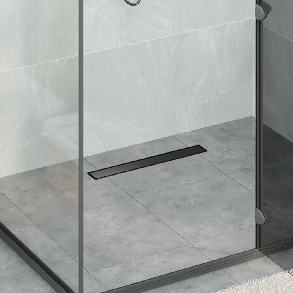 vidaXL 2 σε 1 εκροή ντους Μαύρο 60 cm Ανοξείδωτο Ατσάλι 304