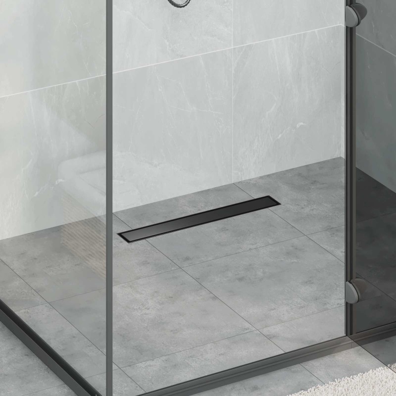 vidaXL 2 σε 1 εκροή ντους Μαύρο 60 cm Ανοξείδωτο Ατσάλι 304