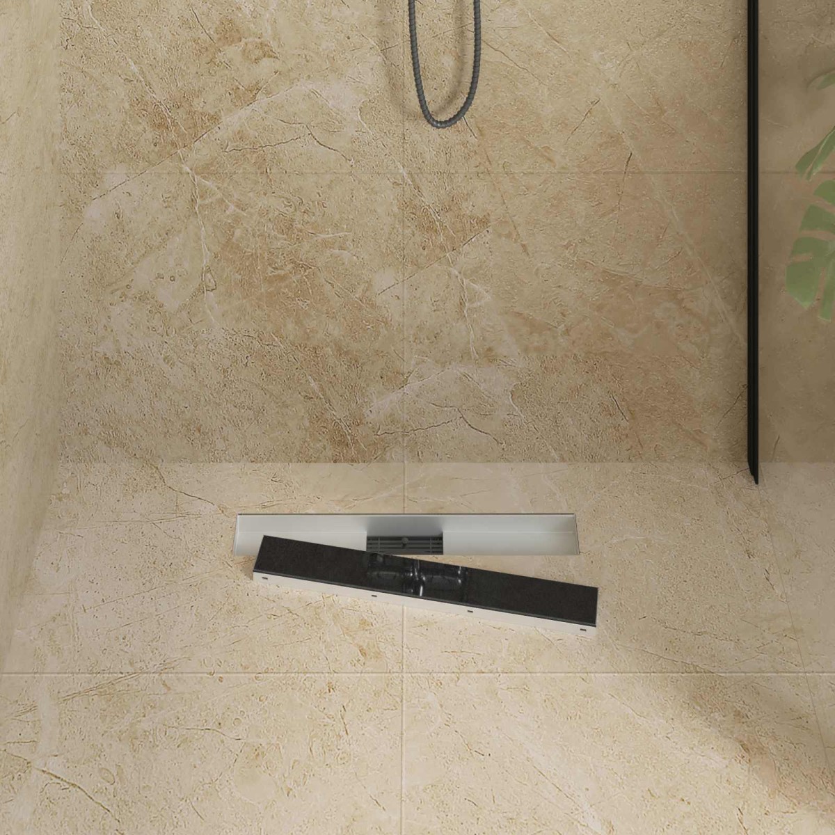 vidaXL Εκροή ντους με γυάλινη επικάλυψη Μαύρο 60 cm