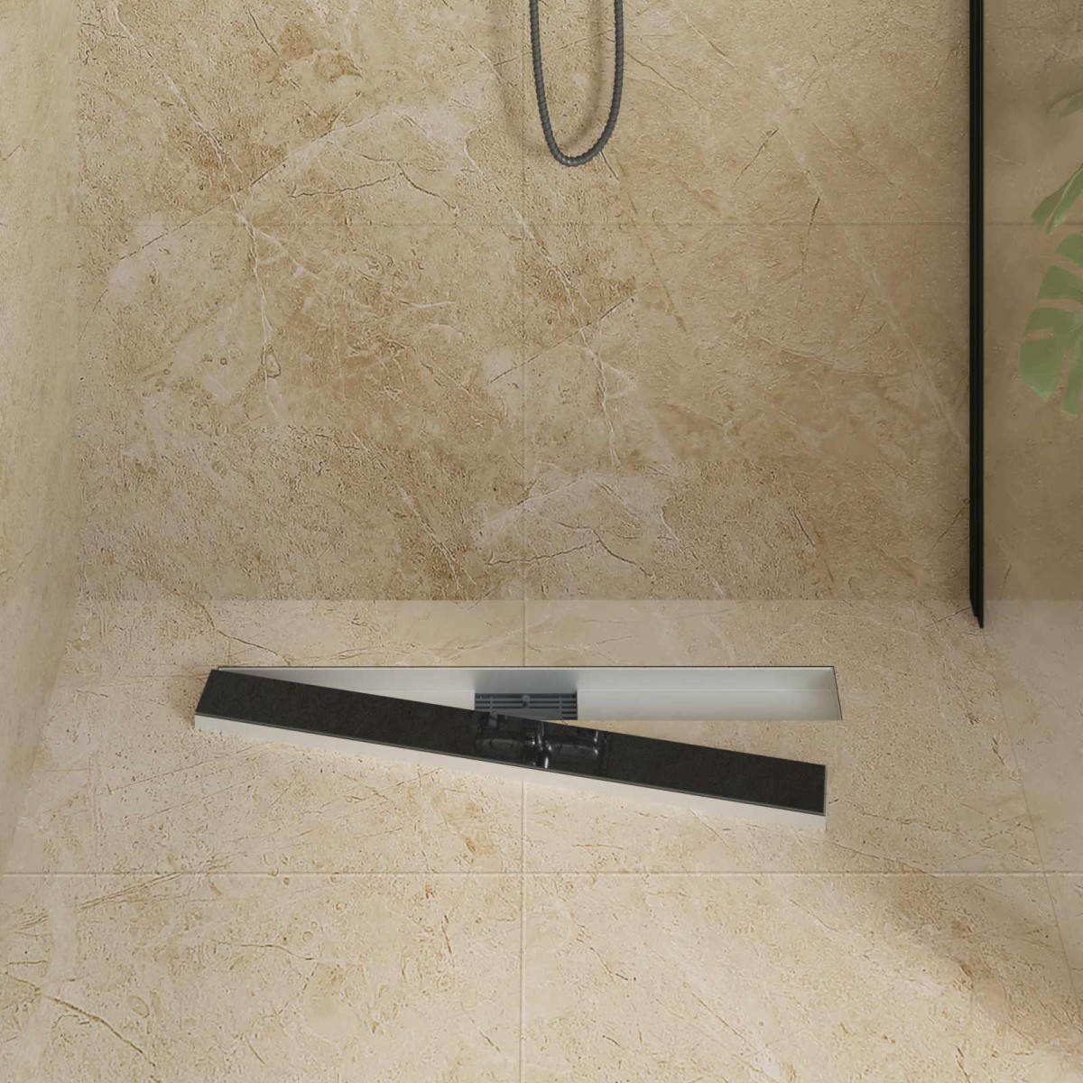 vidaXL Εκροή ντους με γυάλινη επικάλυψη Μαύρο 70 cm