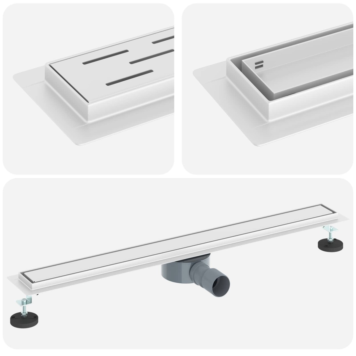 vidaXL Σιφόνι ντους 2-σε-1 με 360° σιφόνι Ασημί 80 cm
